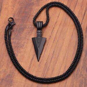 Arrow charm and necklace black zinc allow men’s